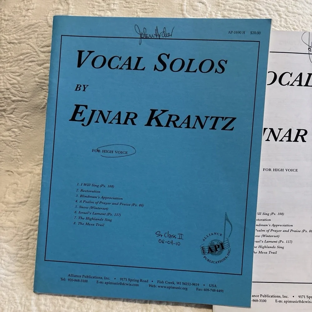 Vocal Solos By Ejnar Krantz (8) - High Ed/pno Vocal Solos By Ejna